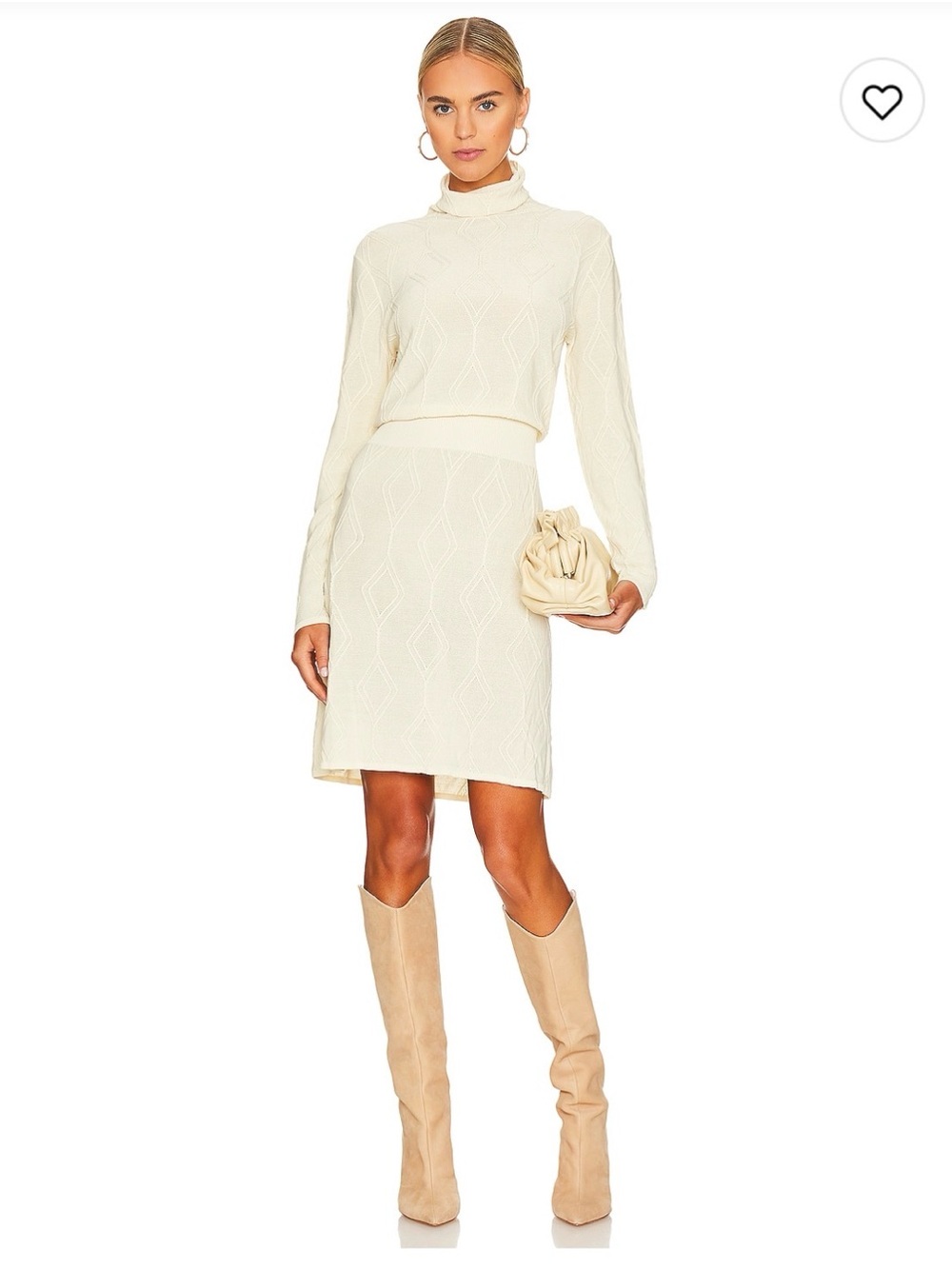 Callahan Cream Turtleneck Long-Sleeve Knit Dress